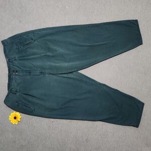 RARE! Vintage Plus Size Curvy High Rise Baggy Forest Green Trousers Pants Slacks